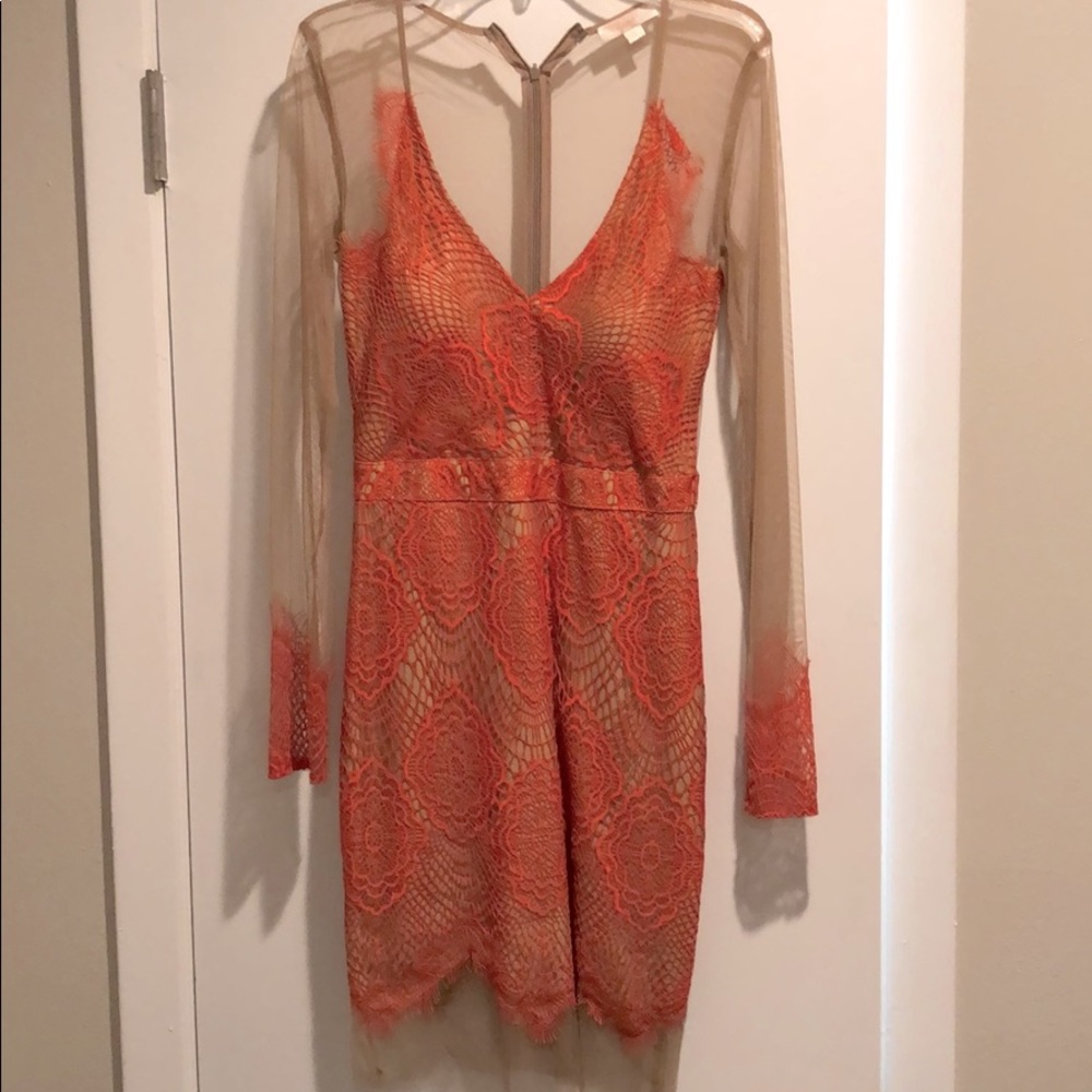 Sheer and lace mini dress
